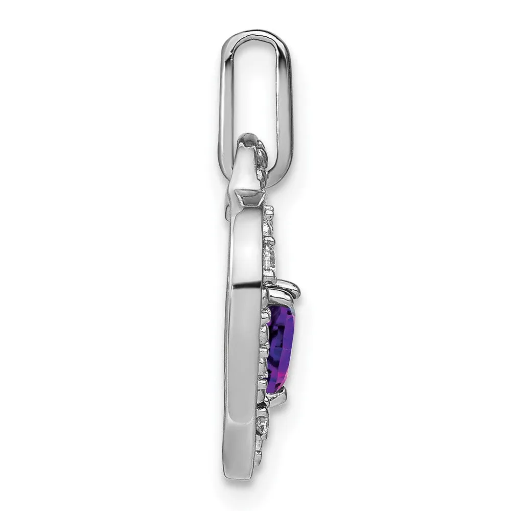 14k White Gold Amethyst and Diamond Heart Pendant