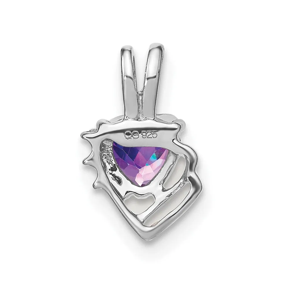 14k White Gold Amethyst and Diamond Pendant
