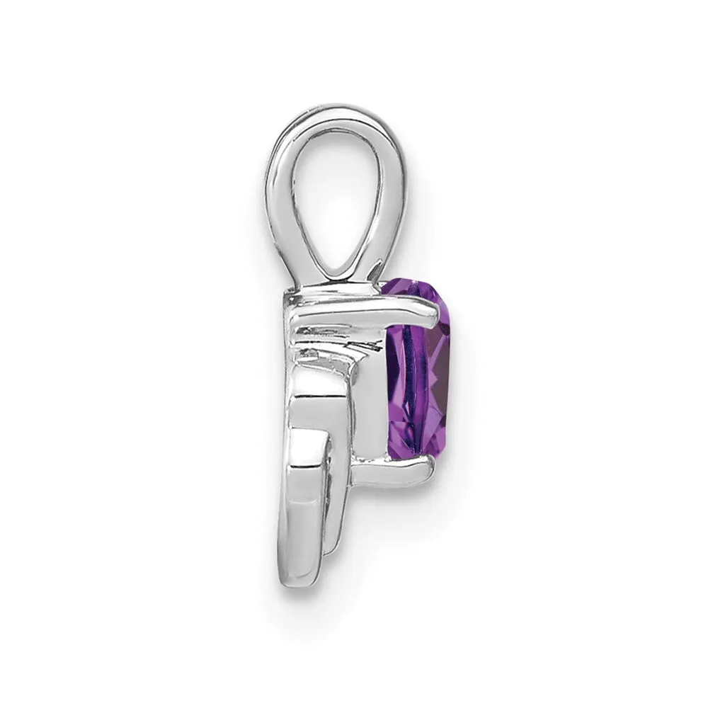 14k White Gold Amethyst and Diamond Pendant