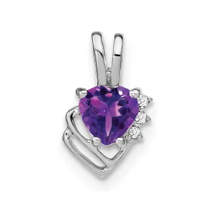 14k White Gold Amethyst and Diamond Pendant