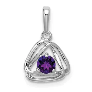 14k White Gold Amethyst Triangle Pendant