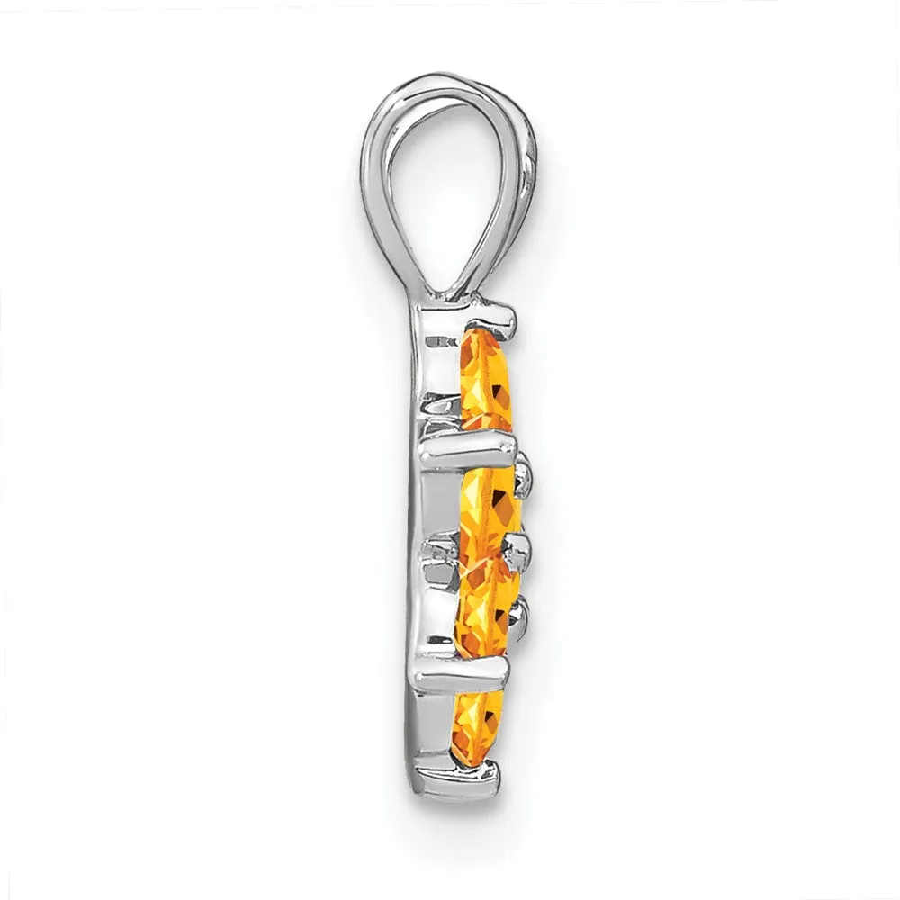 14k White Gold Citrine Floral Pendant