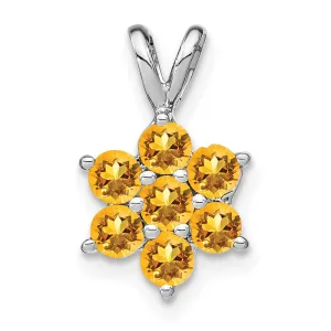 14k White Gold Citrine Floral Pendant