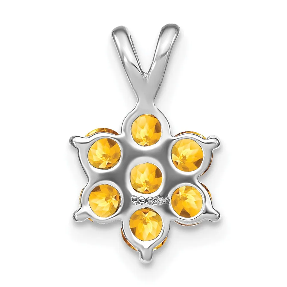 14k White Gold Citrine Floral Pendant