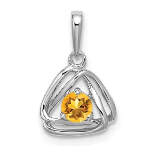 14k White Gold Citrine Triangle Pendant