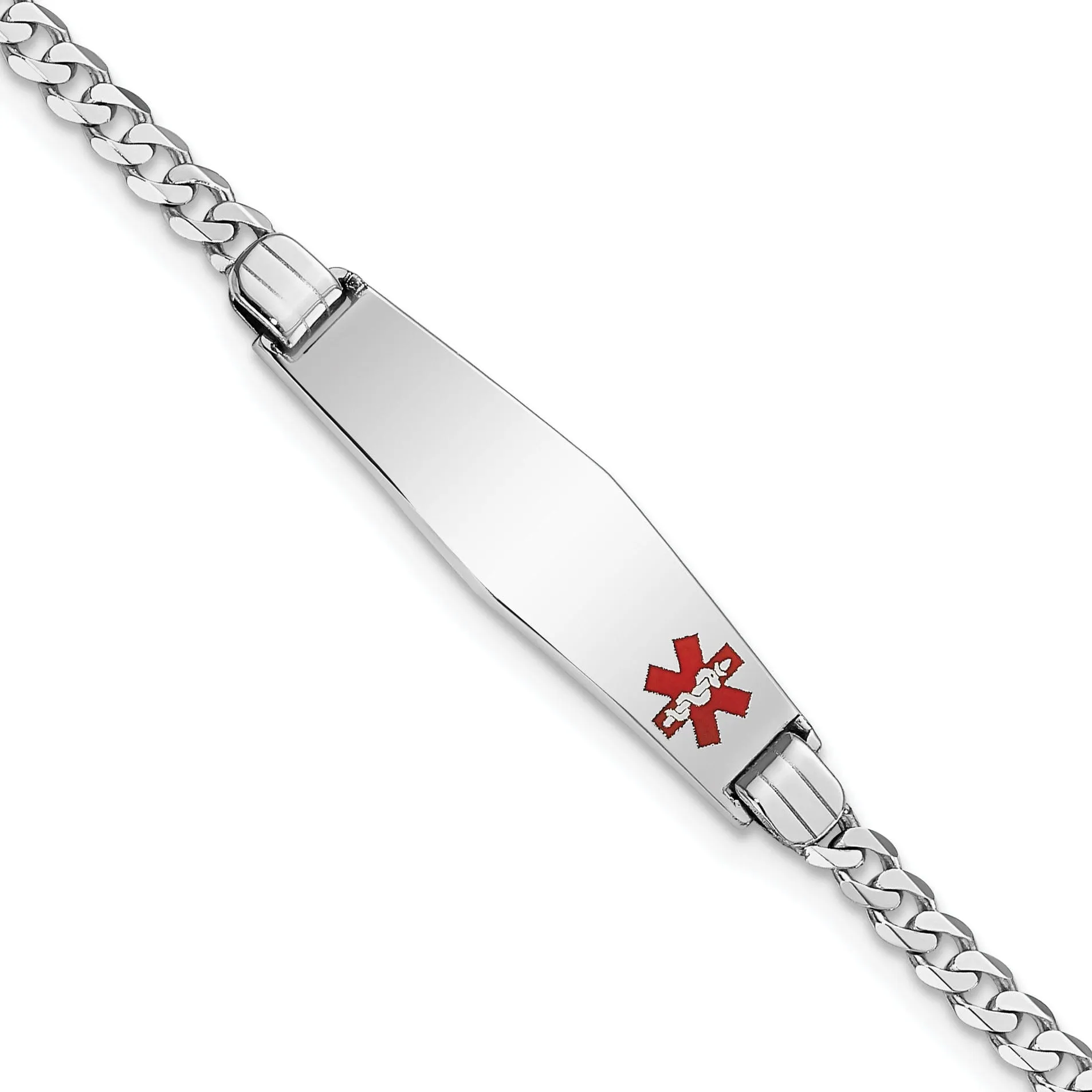 14K White Gold Curb Link Medical ID Bracelet