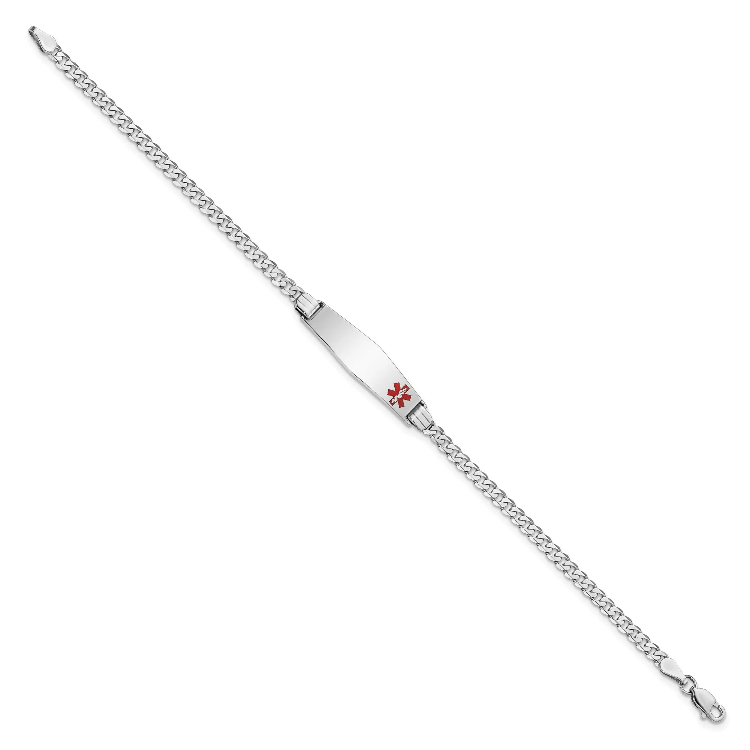 14K White Gold Curb Link Medical ID Bracelet