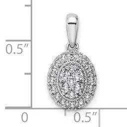 14K White Gold Lab Diamond Oval Cluster Pendant