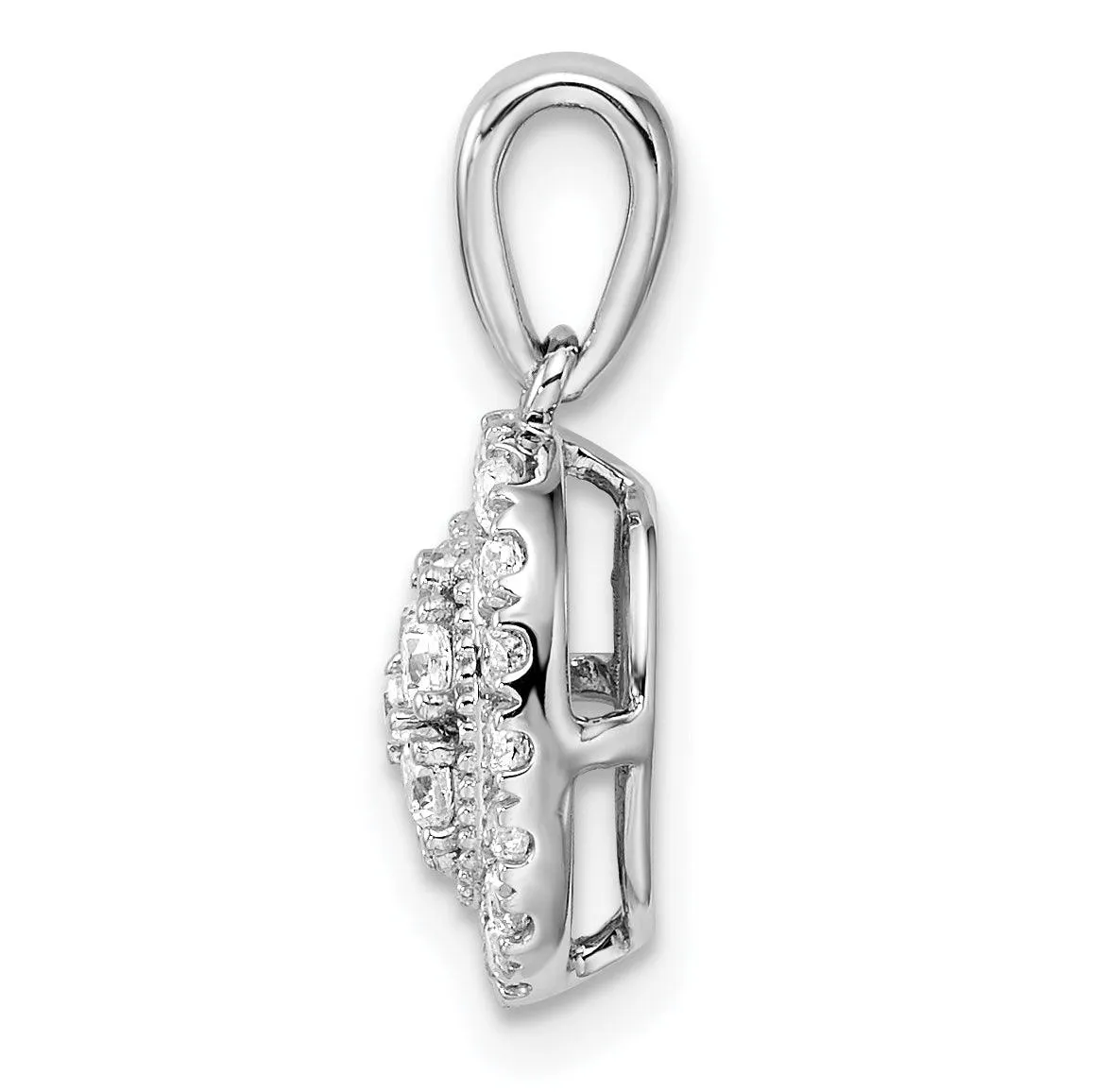 14K White Gold Lab Diamond Oval Cluster Pendant