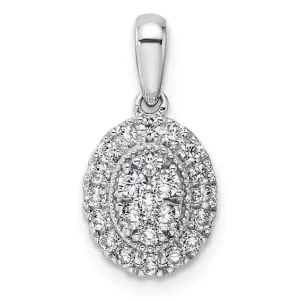 14K White Gold Lab Diamond Oval Cluster Pendant
