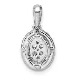 14K White Gold Lab Diamond Oval Cluster Pendant