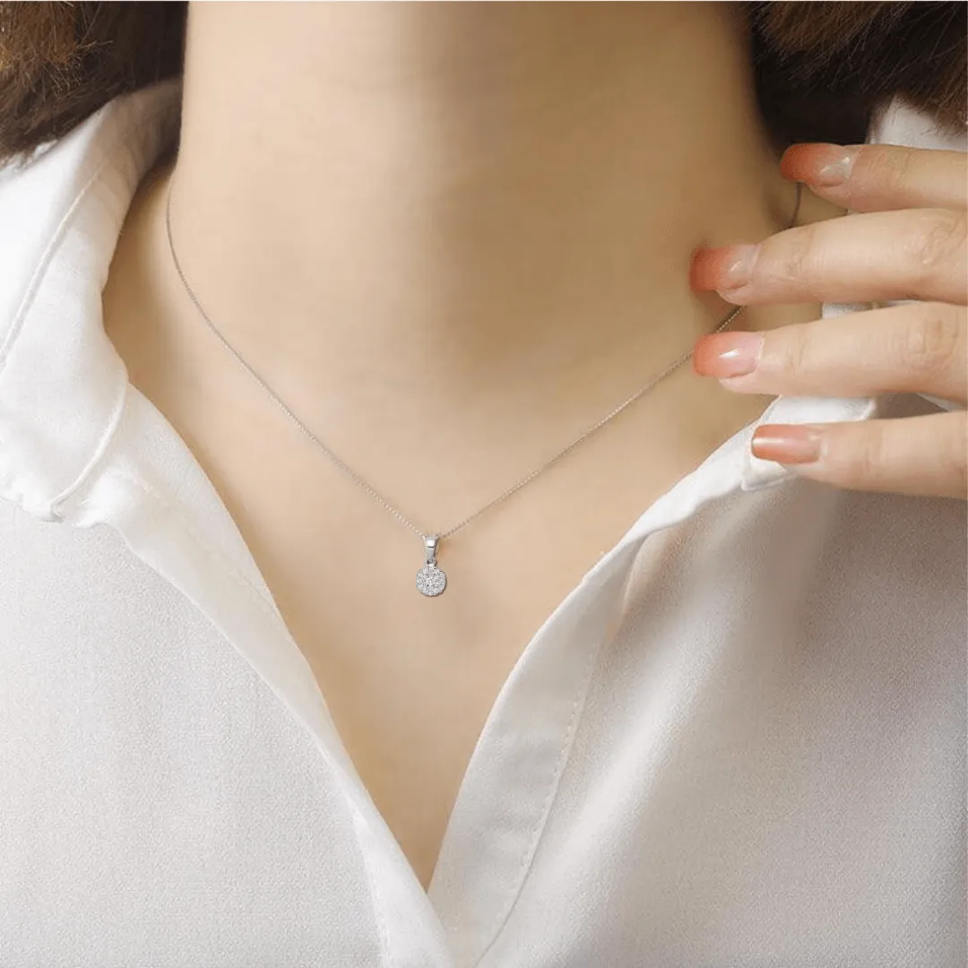 14K White Gold Lab Grown Diamond Cluster Pendant