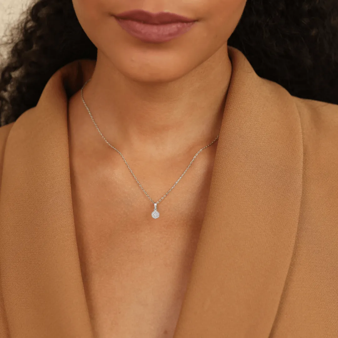 14K White Gold Lab Grown Diamond Cluster Pendant