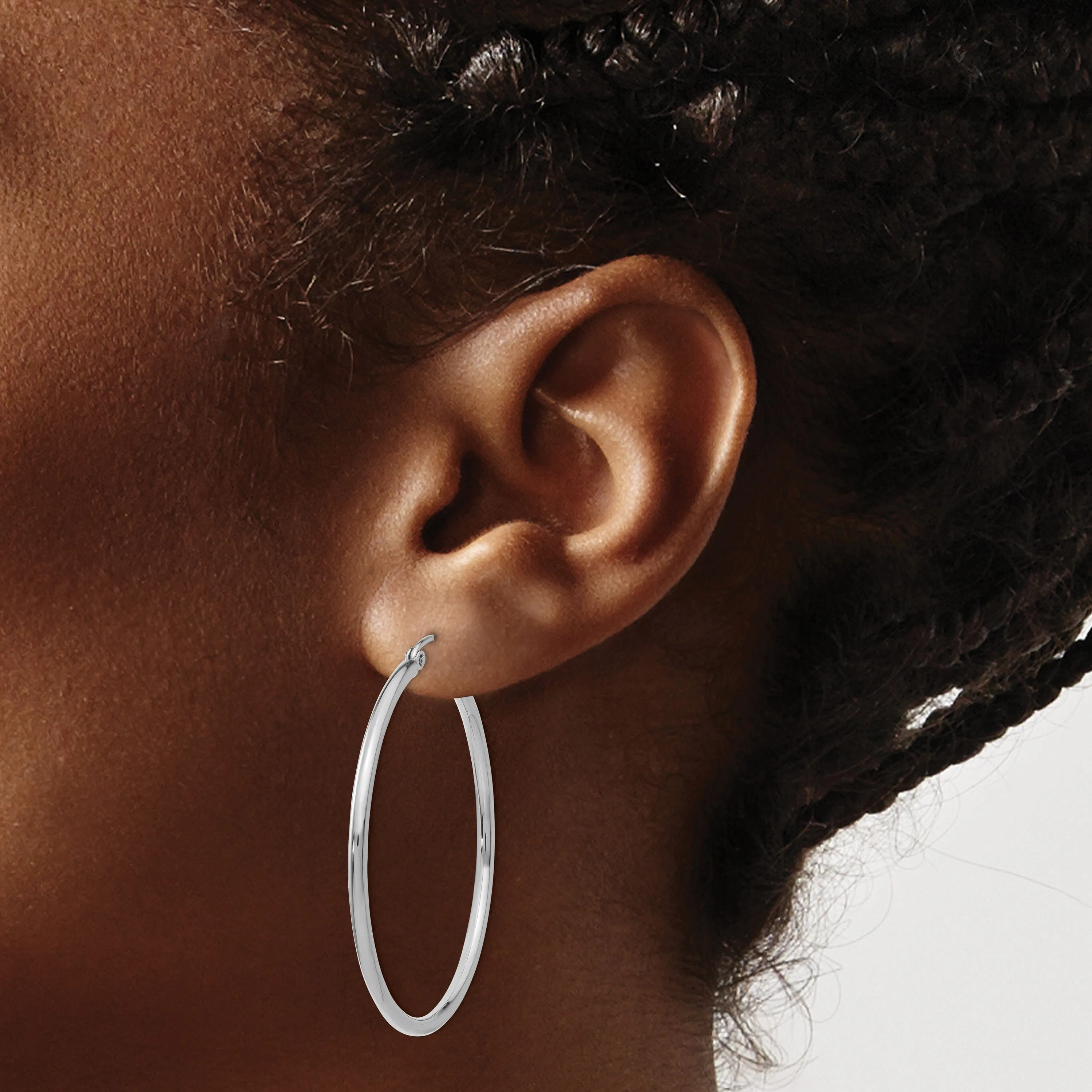 14k White Gold Lightweight Hoop Earrings