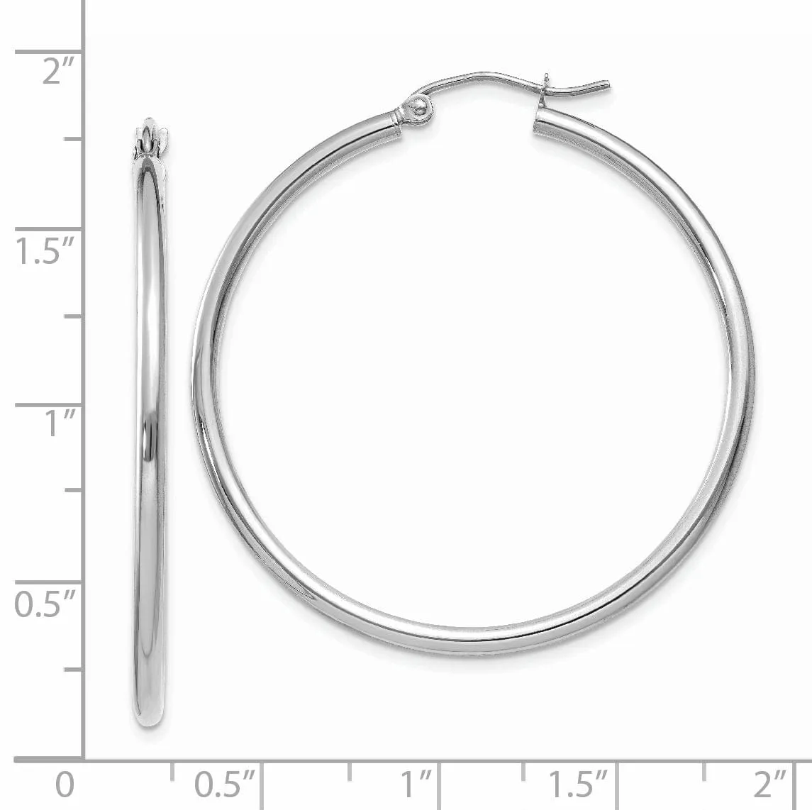 14k White Gold Lightweight Hoop Earrings