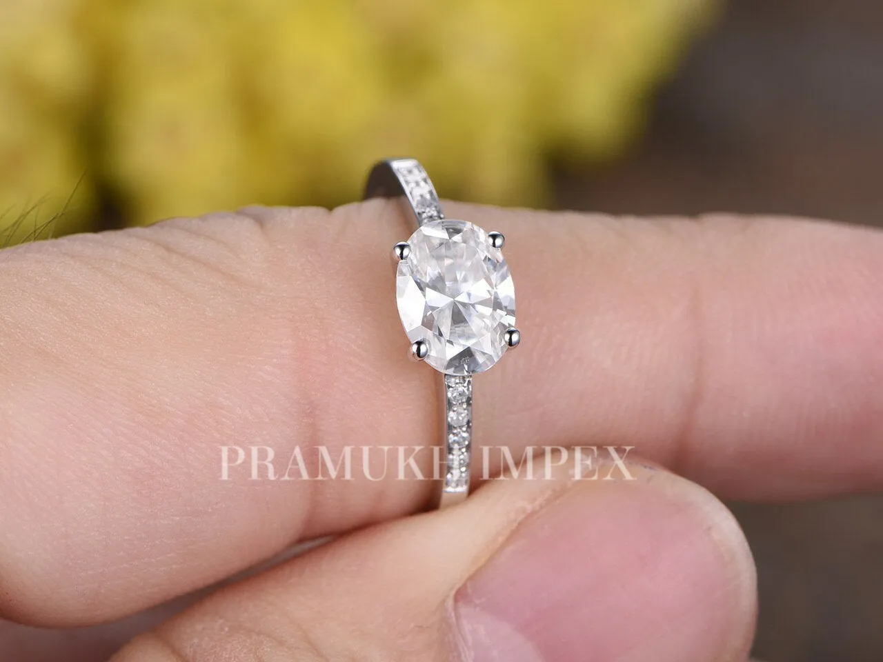 14k White Gold Oval shape Engagement Ring , Moissanite Wedding Ring, hidden halo Unique ring , Anniversary Gift 1.62TCW