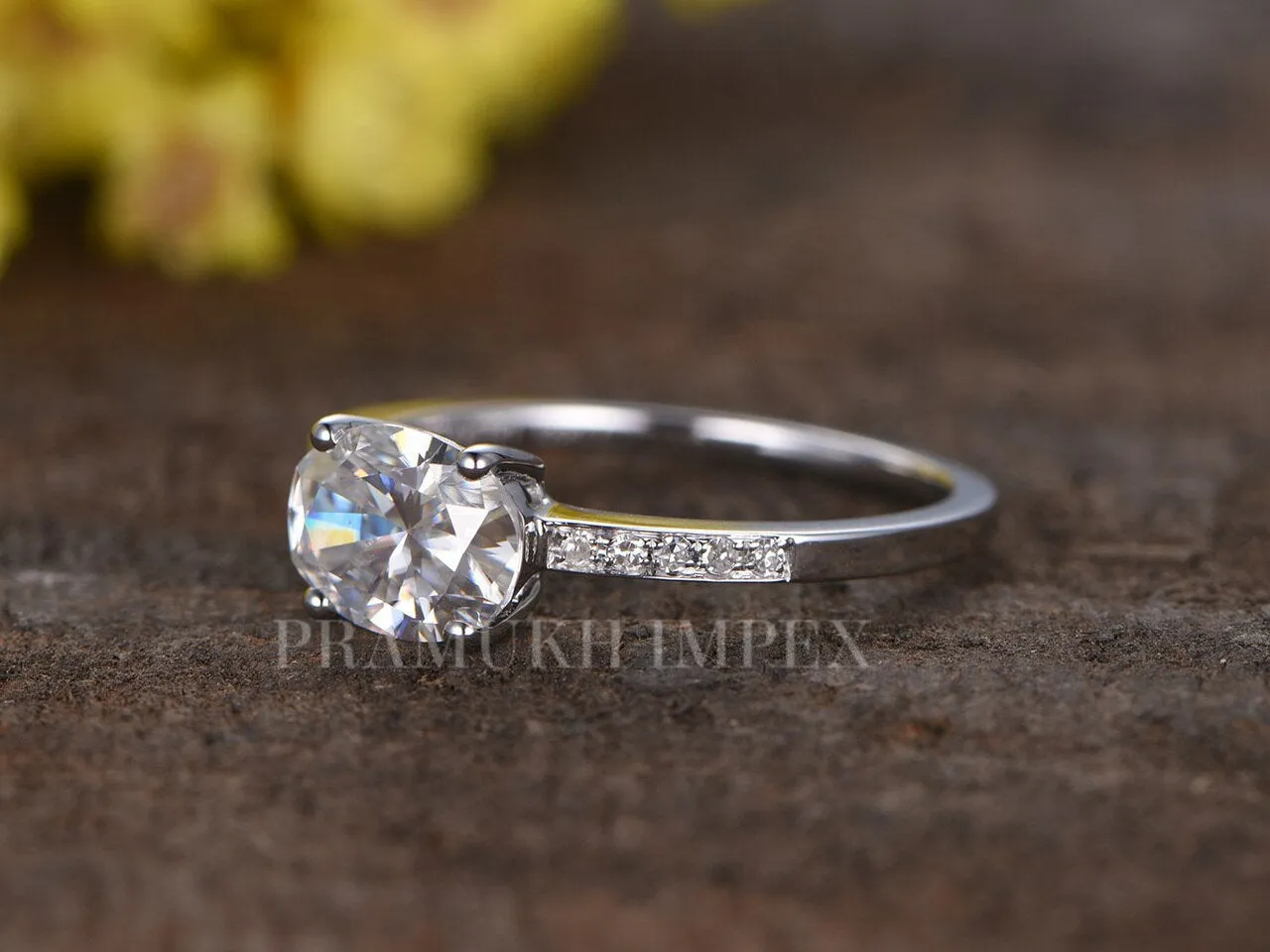 14k White Gold Oval shape Engagement Ring , Moissanite Wedding Ring, hidden halo Unique ring , Anniversary Gift 1.62TCW