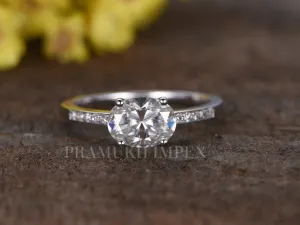 14k White Gold Oval shape Engagement Ring , Moissanite Wedding Ring, hidden halo Unique ring , Anniversary Gift 1.62TCW
