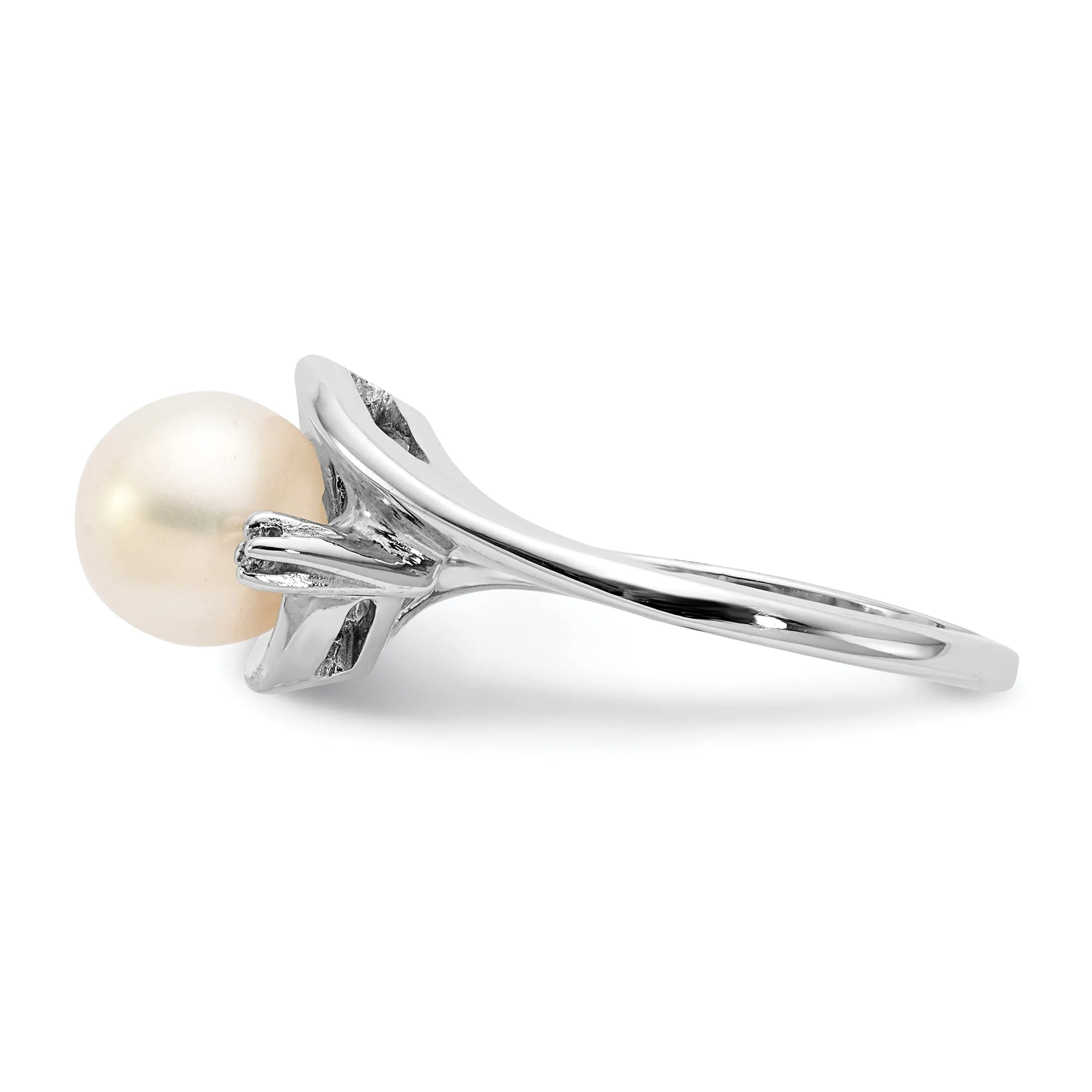 14k White Gold Pearl Diamond Ring