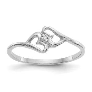 14k White Gold Polished Diamond Heart Ring
