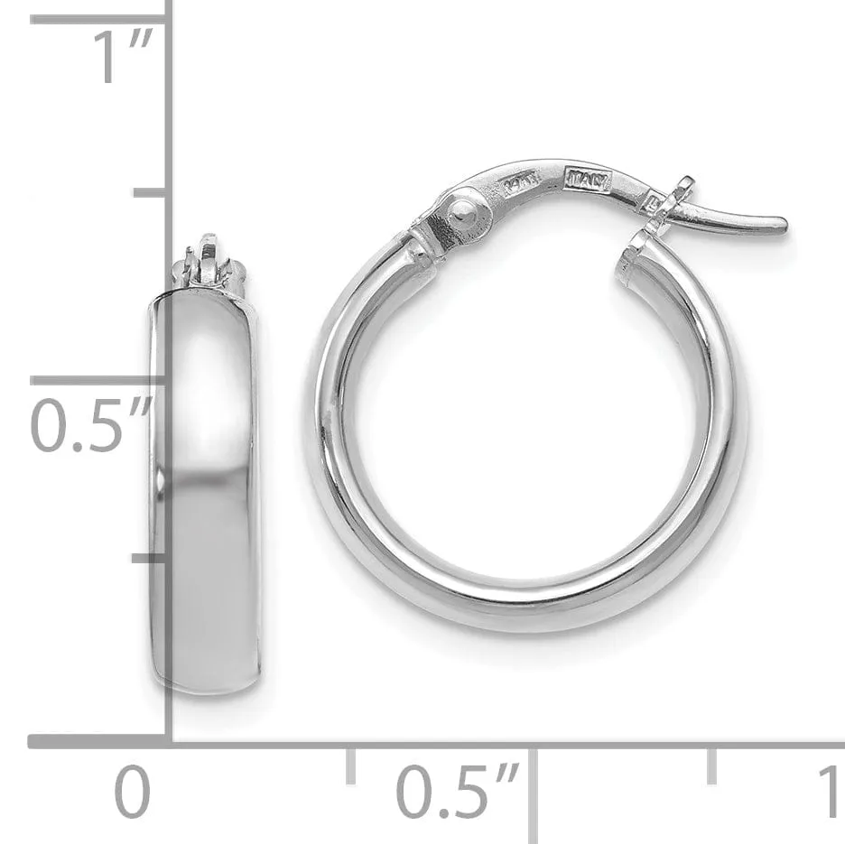 14k White Gold Polished Hoop Earrings