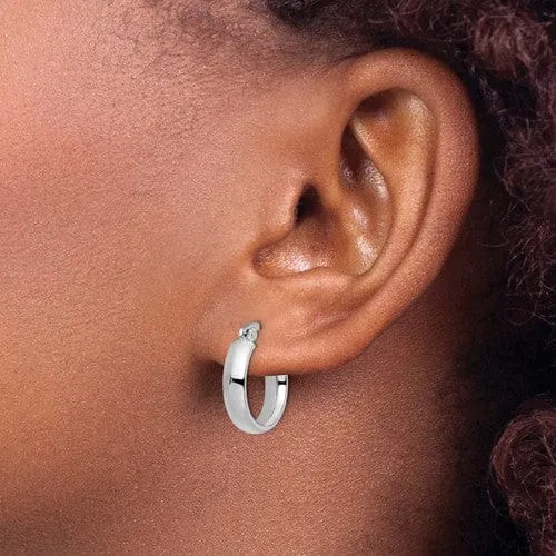 14k White Gold Polished Hoop Earrings
