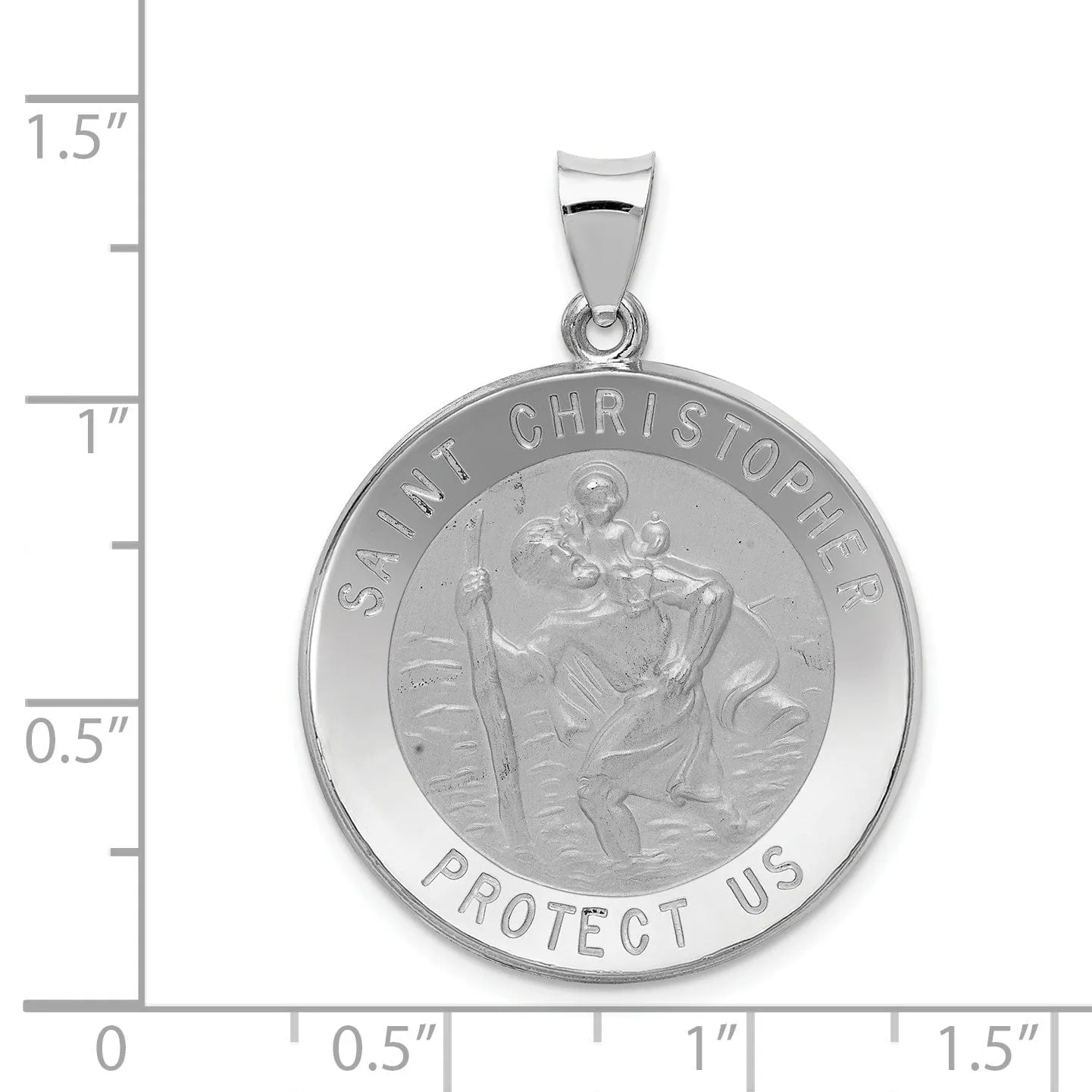 14k White Gold Saint Christopher Medal Pendant