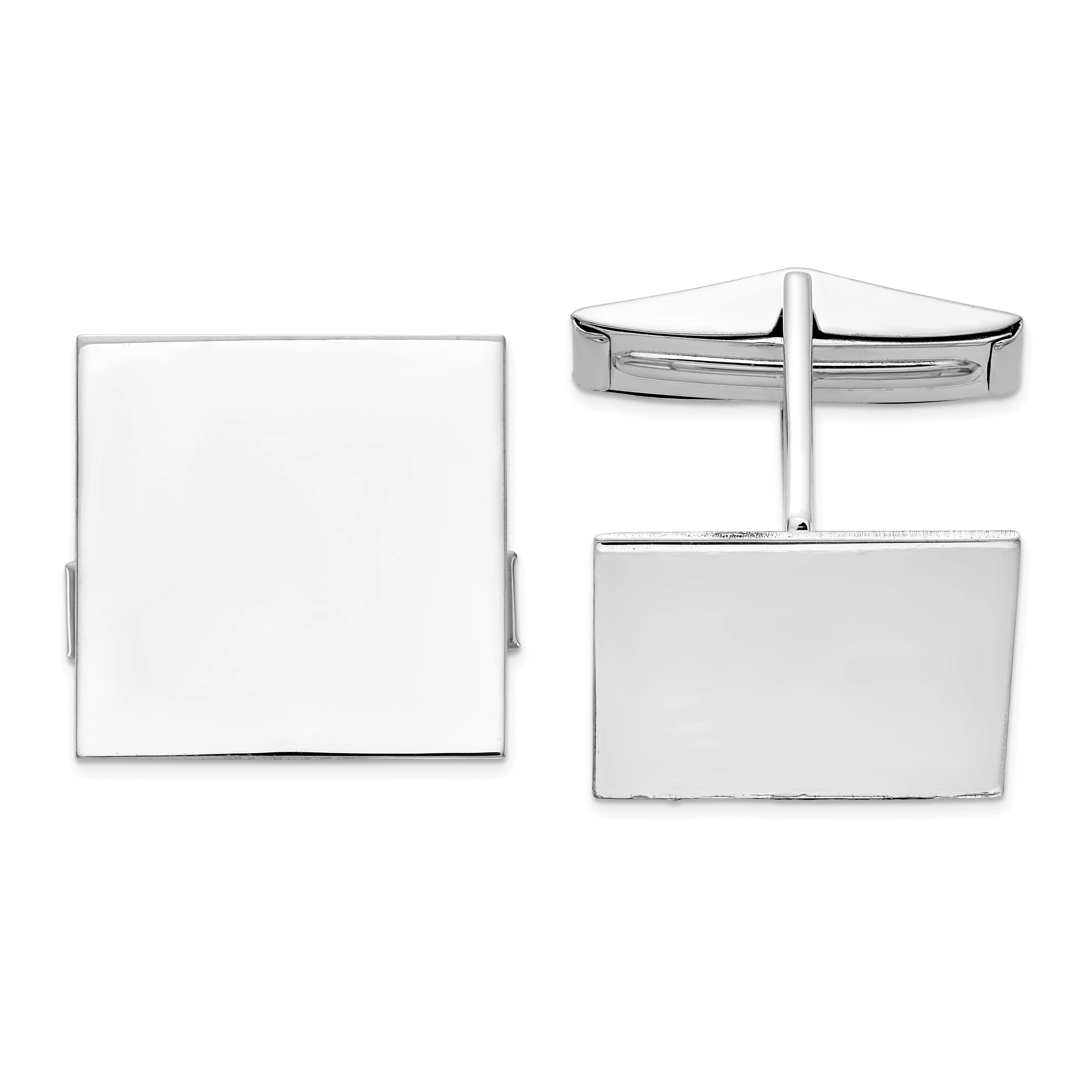 14k White Gold Solid Square Design Cuff Links
