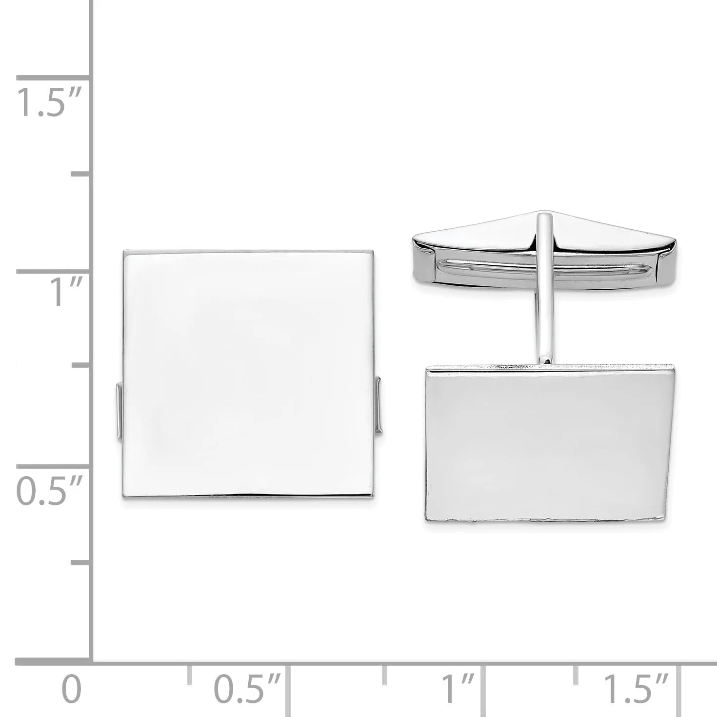 14k White Gold Solid Square Design Cuff Links