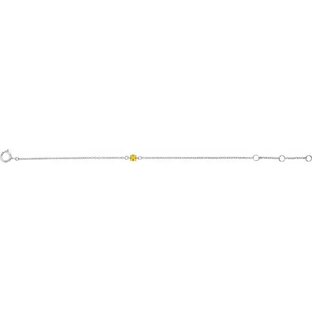 14K White Imitation Citrine Youth Birthstone 4 1/2-5 1/2" Bracelet