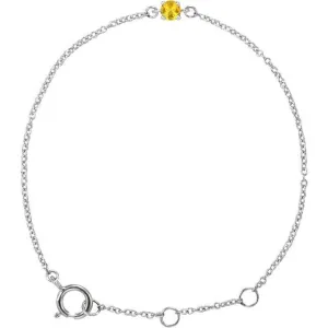 14K White Imitation Citrine Youth Birthstone 4 1/2-5 1/2" Bracelet