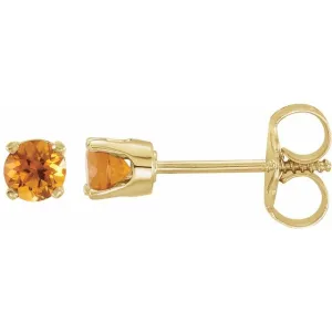 14K Yellow 3 mm Round Imitation Citrine Youth Birthstone Earrings