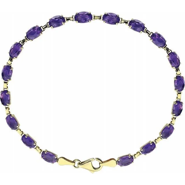 14K Yellow Amethyst 7.25" Bracelet