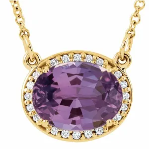 14K Yellow Amethyst & .05 CTW Diamond 16.5" Necklace