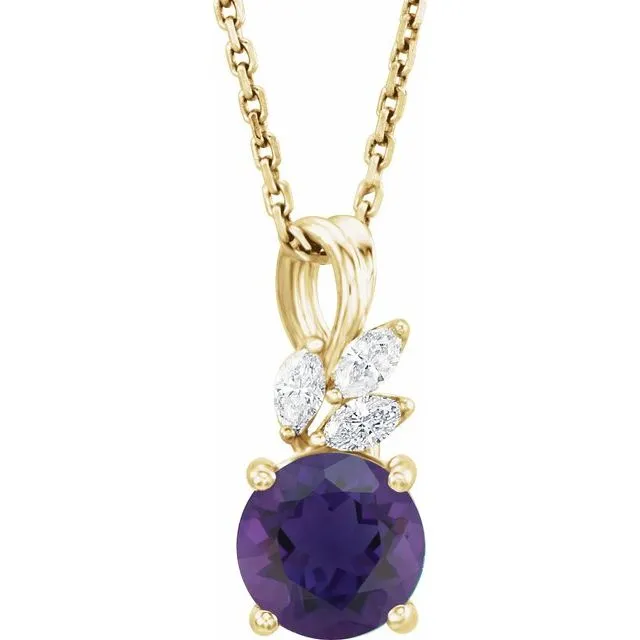 14K Yellow Amethyst & 1/10 CTW Diamond 16-18" Necklace