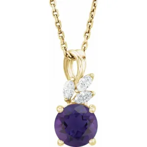 14K Yellow Amethyst & 1/10 CTW Diamond 16-18" Necklace