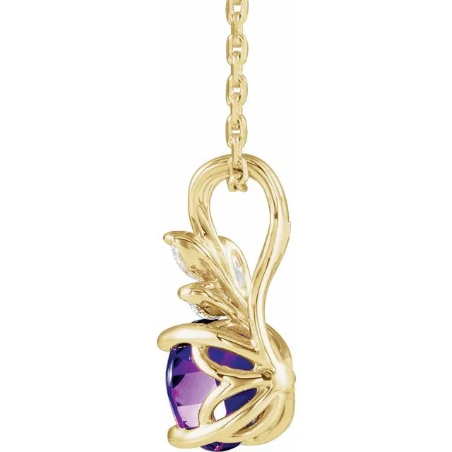 14K Yellow Amethyst & 1/10 CTW Diamond 16-18" Necklace