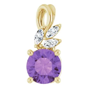 14K Yellow Amethyst & 1/10 CTW Diamond Pendant