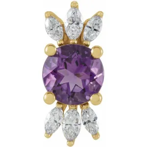14K Yellow Amethyst & 1/4 CTW Diamond Pendant