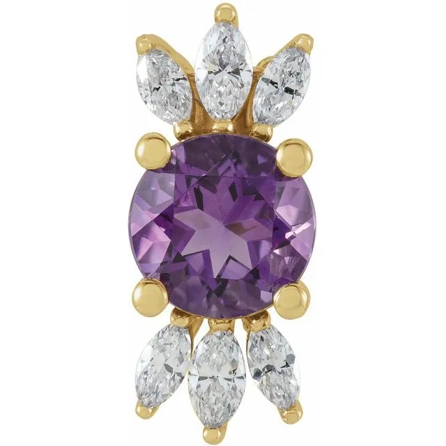 14K Yellow Amethyst & 1/4 CTW Diamond Pendant