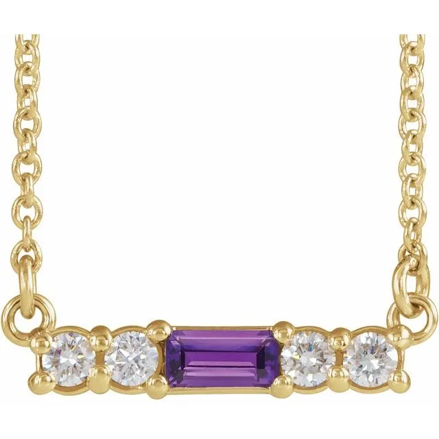 14K Yellow Amethyst & 1/5 CTW Diamond 18" Necklace
