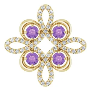 14K Yellow Amethyst & 1/6 CTW Diamond Clover Pendant