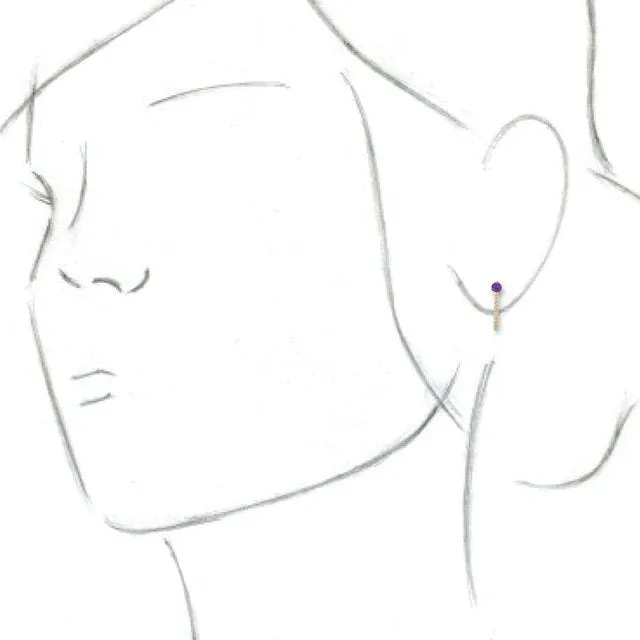 14K Yellow Amethyst & 1/6 CTW Diamond Hoop Earrings