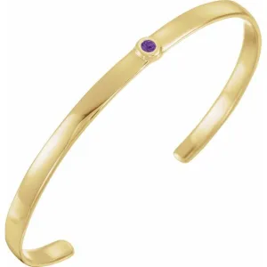 14K Yellow Amethyst Cuff 6" Bracelet