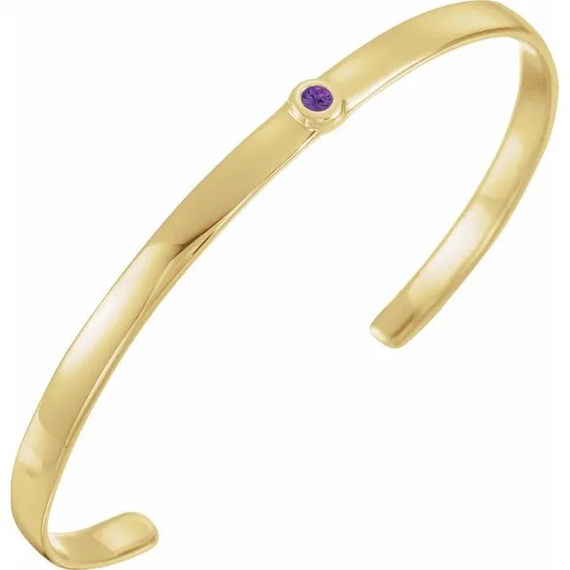 14K Yellow Amethyst Cuff 6" Bracelet