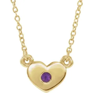 14K Yellow Amethyst Heart 16" Necklace