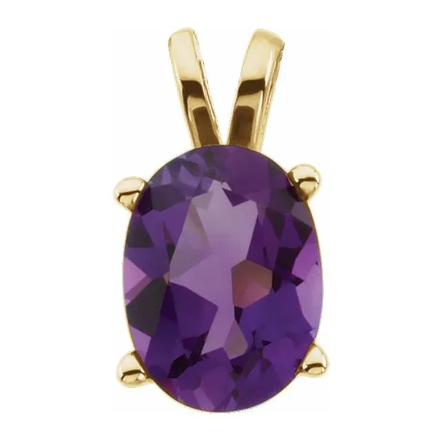 14K Yellow Amethyst Pendant