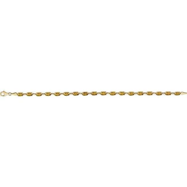 14K Yellow Citrine 7.25" Bracelet