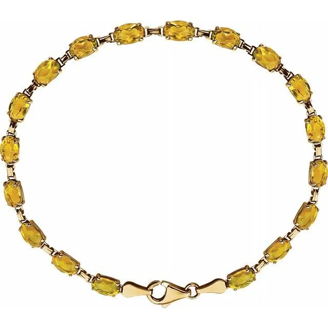 14K Yellow Citrine 7.25" Bracelet