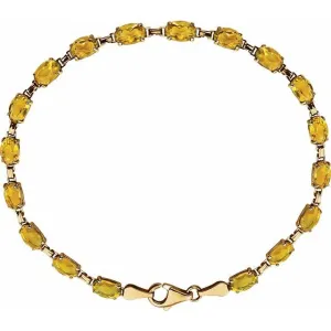 14K Yellow Citrine 7.25" Bracelet